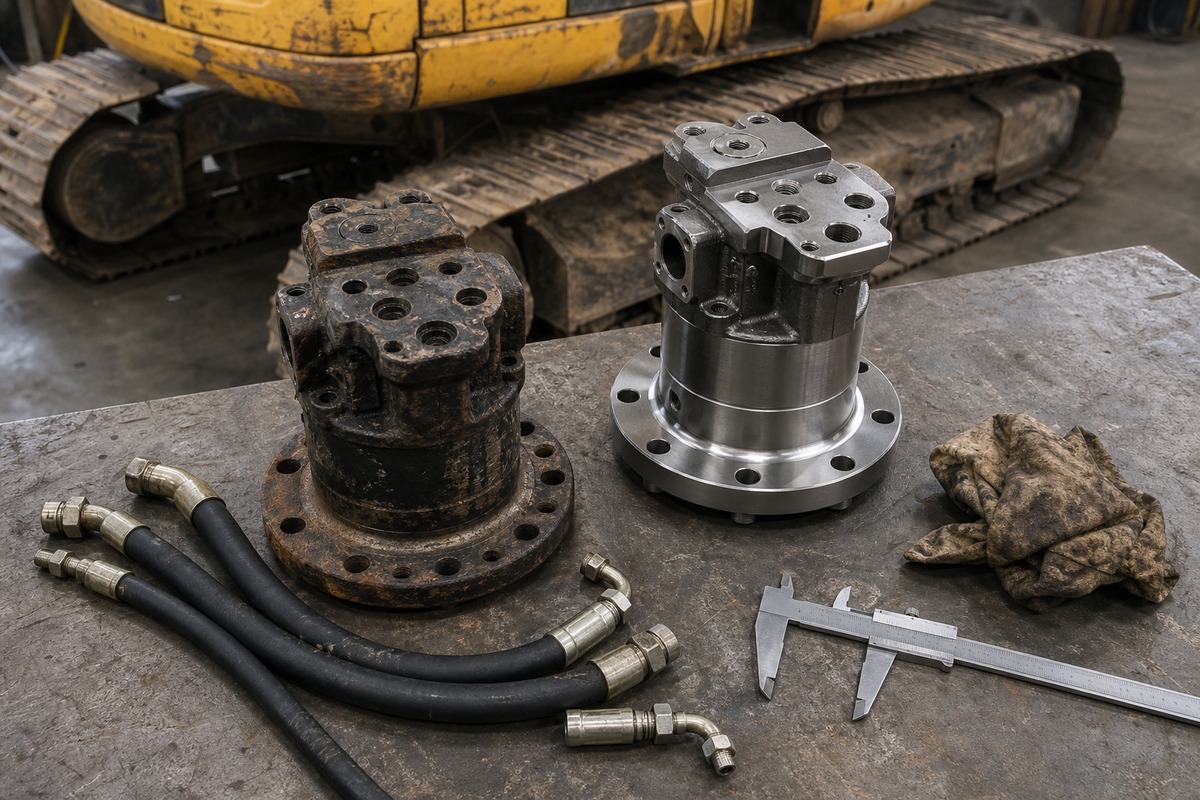 Excavator swivel joint measurement and quote evidence