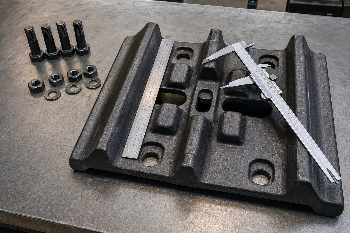 Excavator cutting edge and wear parts compared with bolts and caliper
