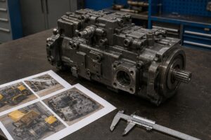 Generic Caterpillar-compatible hydraulic pump on inspection bench