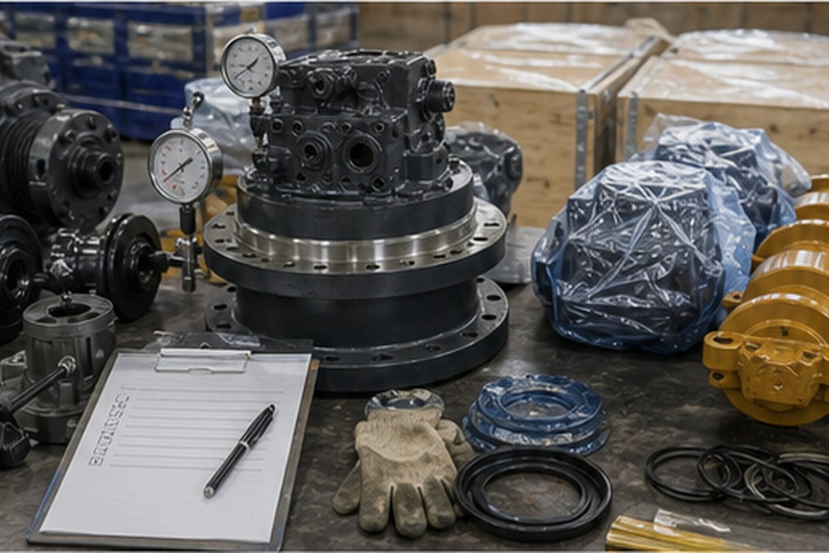 Controle qualite pieces excavatrice avant export Canada