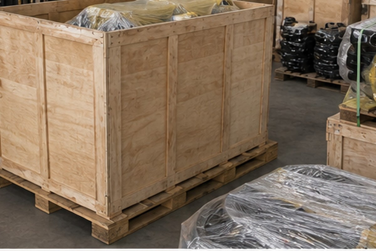 Empaque de exportacion para repuestos de maquinaria pesada