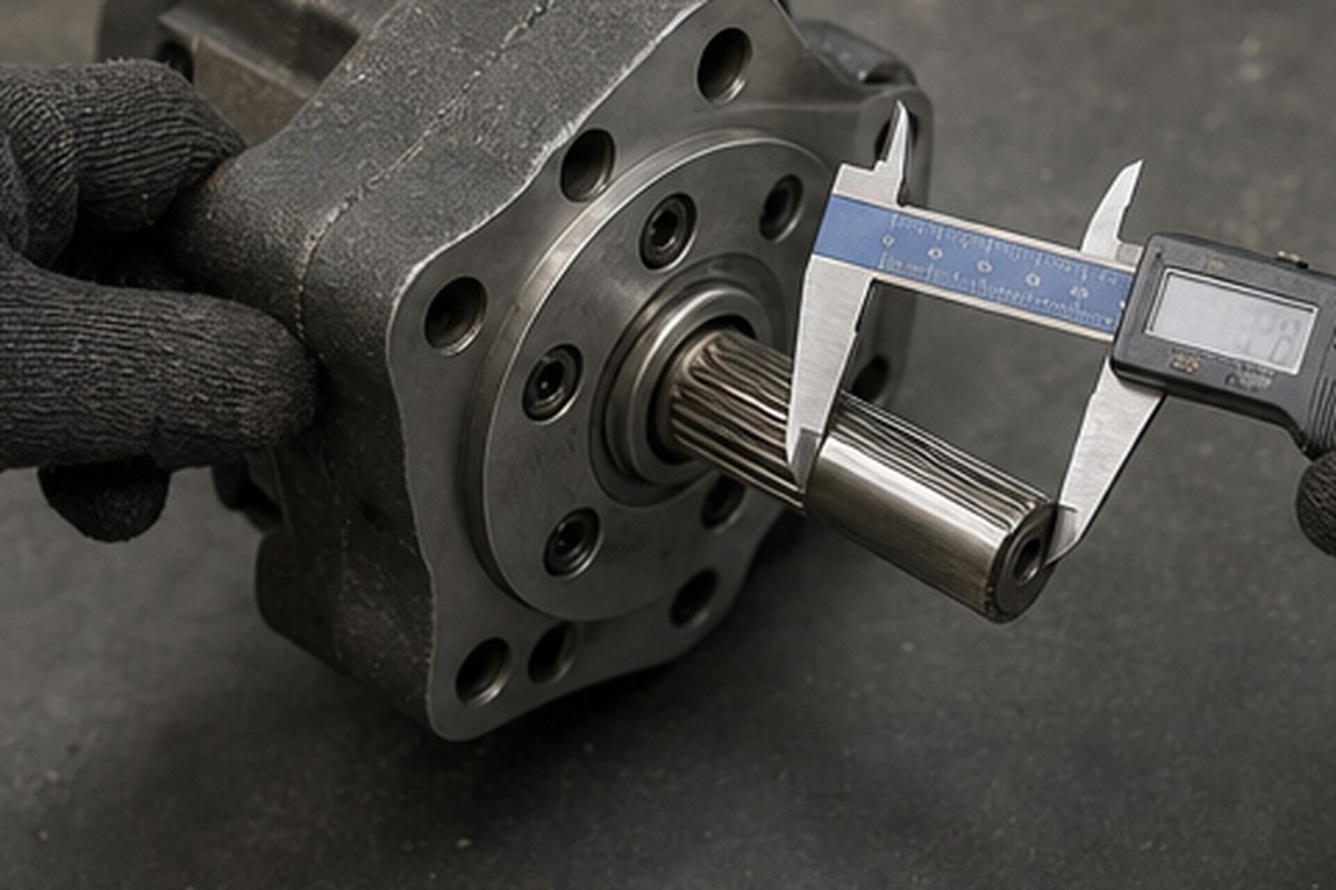 Excavator part measured for port layout and shaft fitment