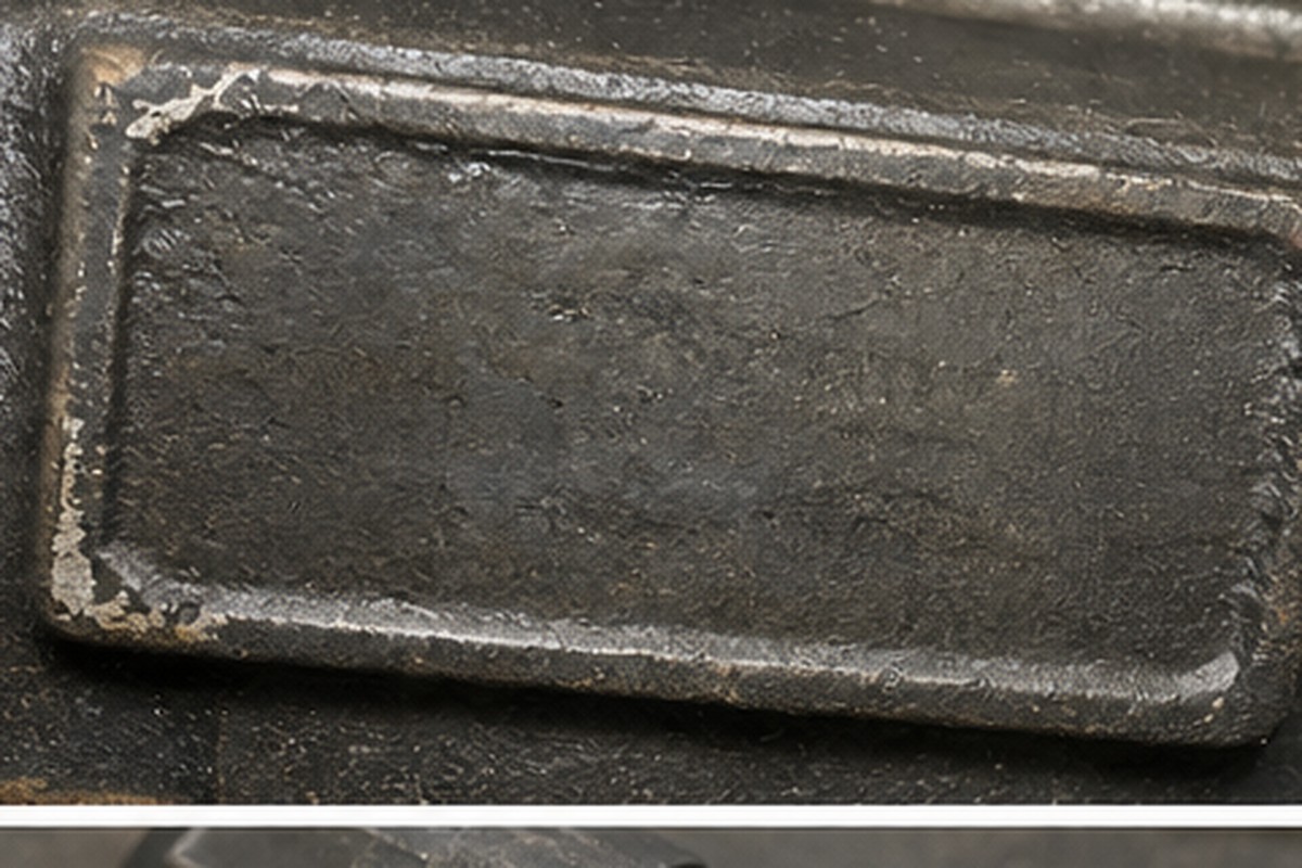 Excavator part number or casting mark area close-up