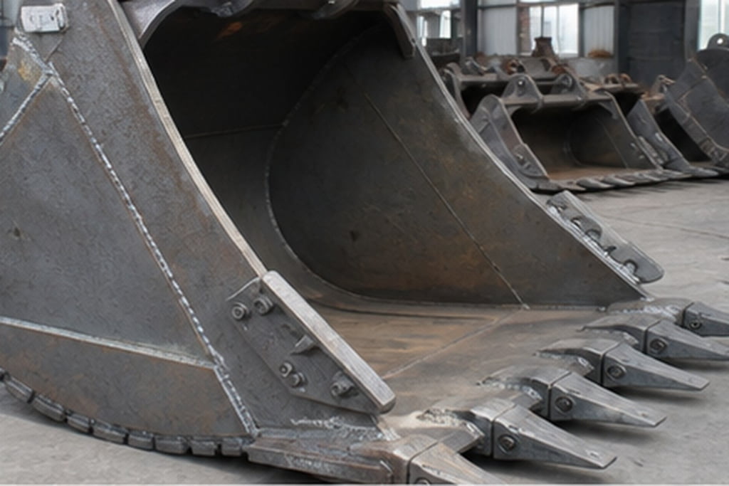 Excavator rock bucket shell side cutter and cutting edge inspection