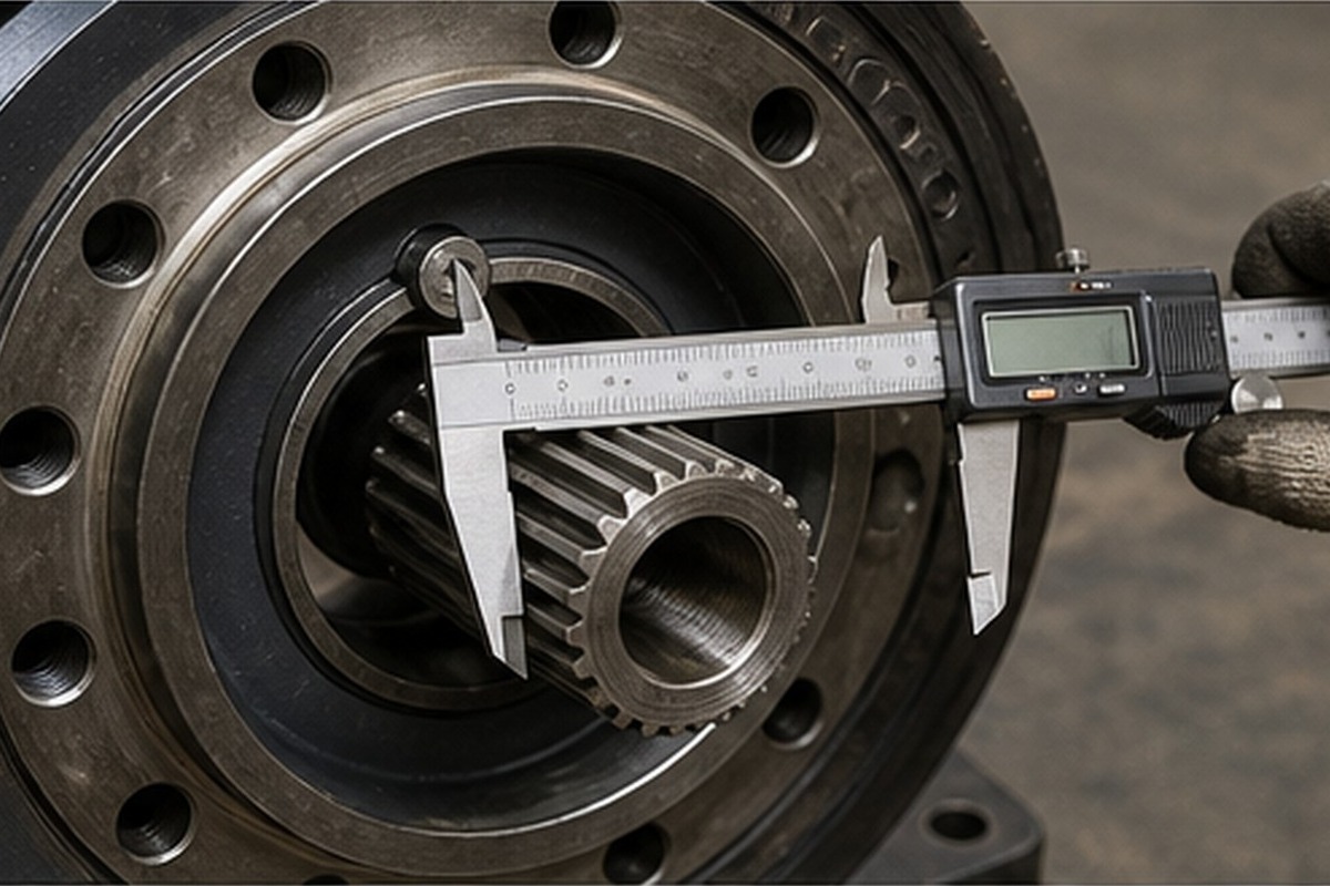 Flange dan shaft final drive excavator diukur