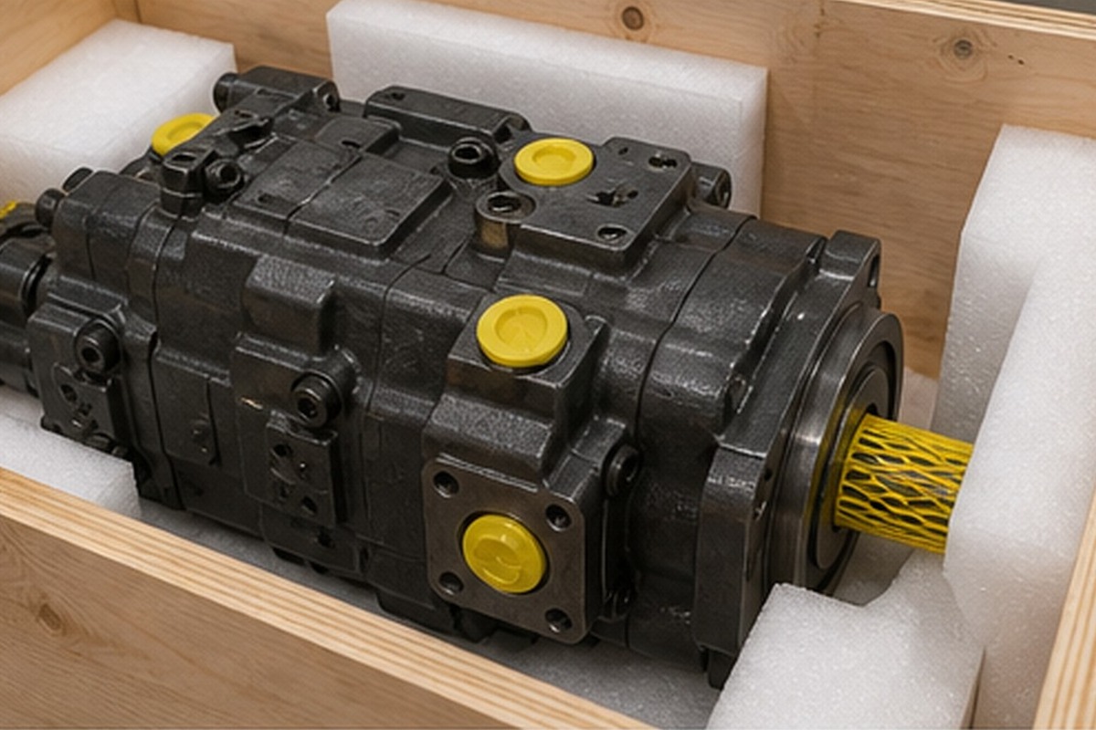 Hydraulic pump export packing with capped ports