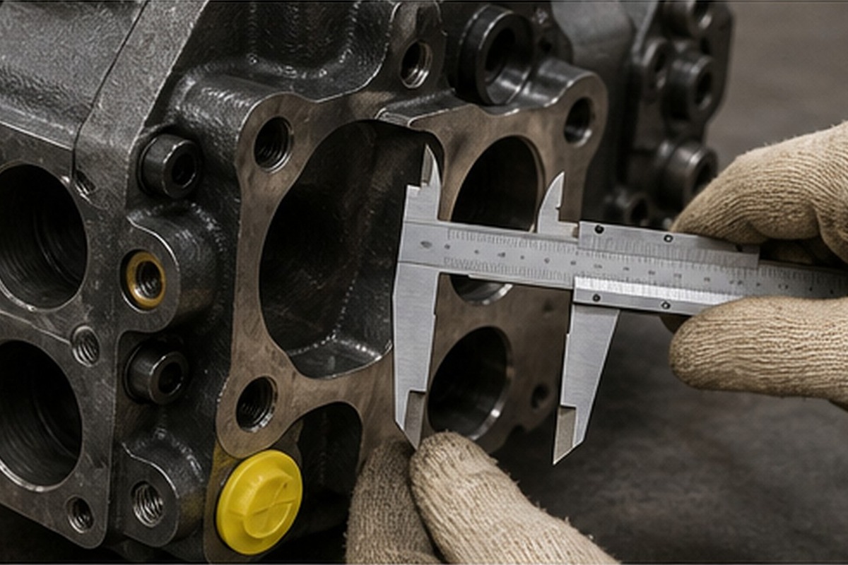 Hydraulic pump port layout measurement
