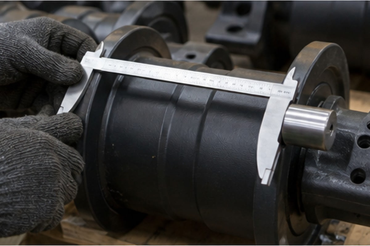 Track chain link count pitch and shoe width measurement for excavator