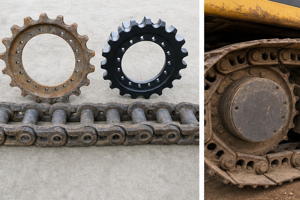 Sistem undercarriage excavator dengan sprocket