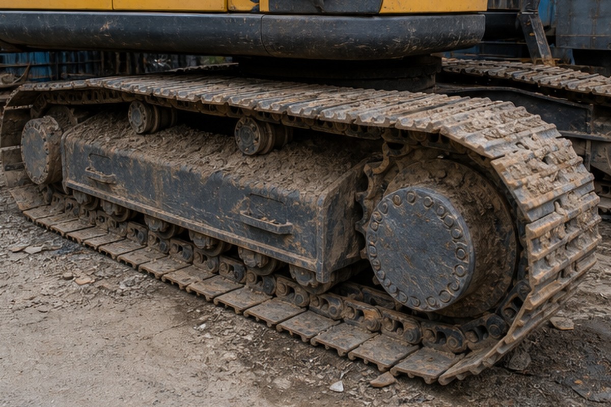 Sistem undercarriage excavator dengan roller idler sprocket