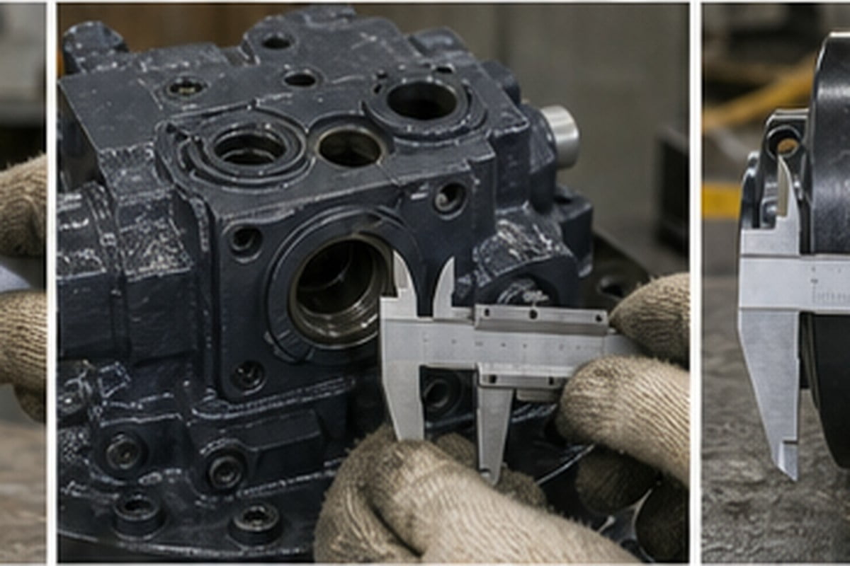 Mesures de pompe hydraulique et train de roulement excavatrice