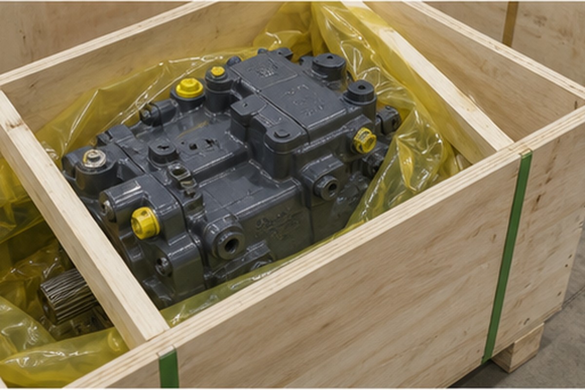 Packing ekspor pompa hidrolik excavator untuk Indonesia