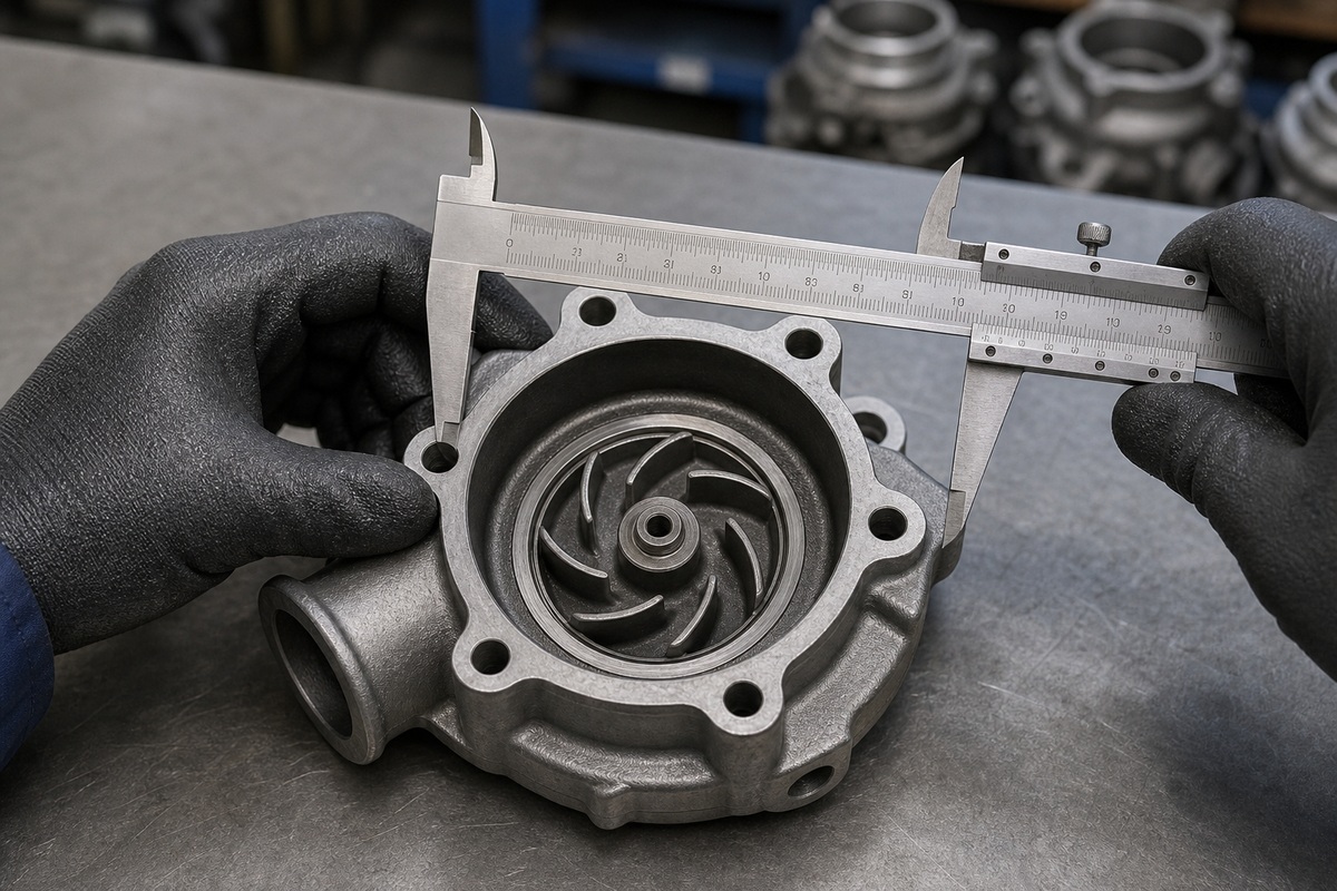 Excavator water pump bolt pattern measurement