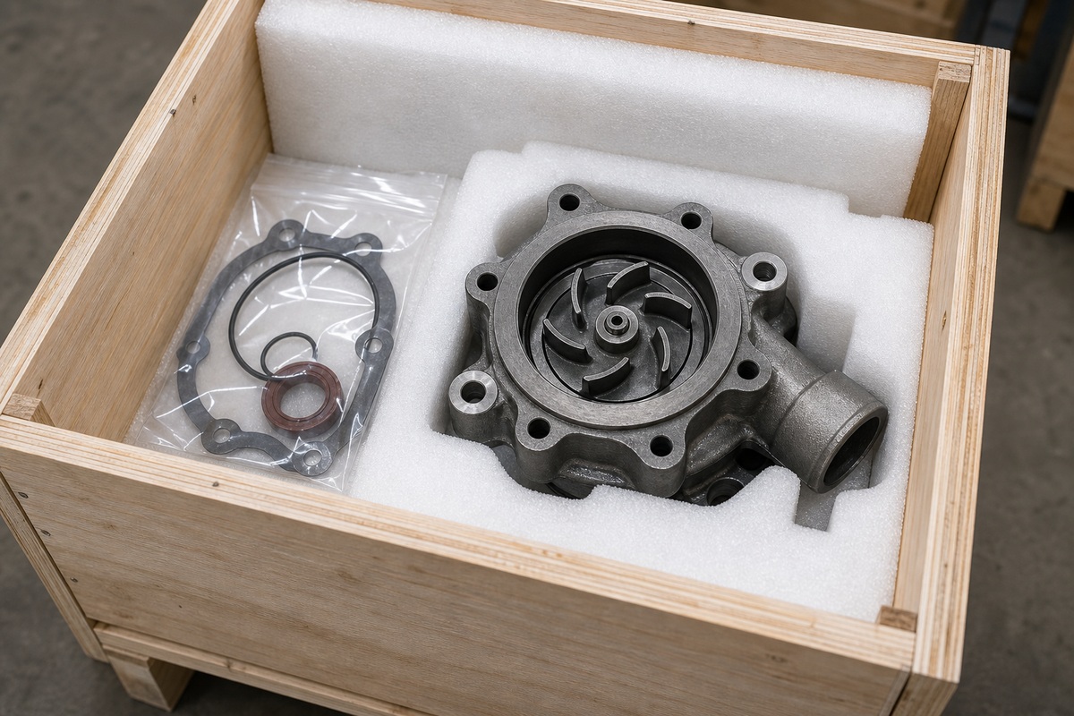 Excavator water pump packed with gasket for export