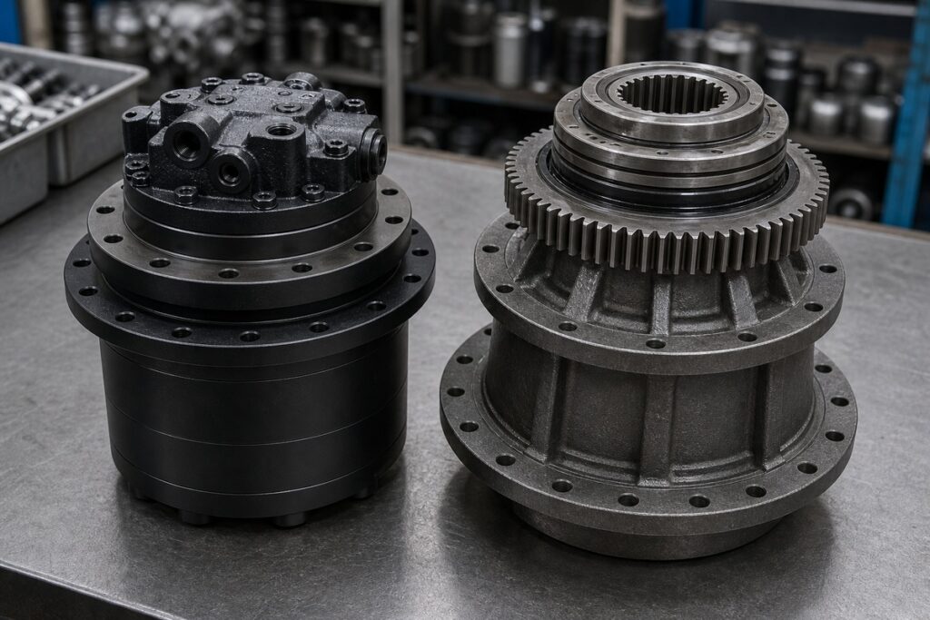 Motor de giro de excavadora y reductor para comparacion