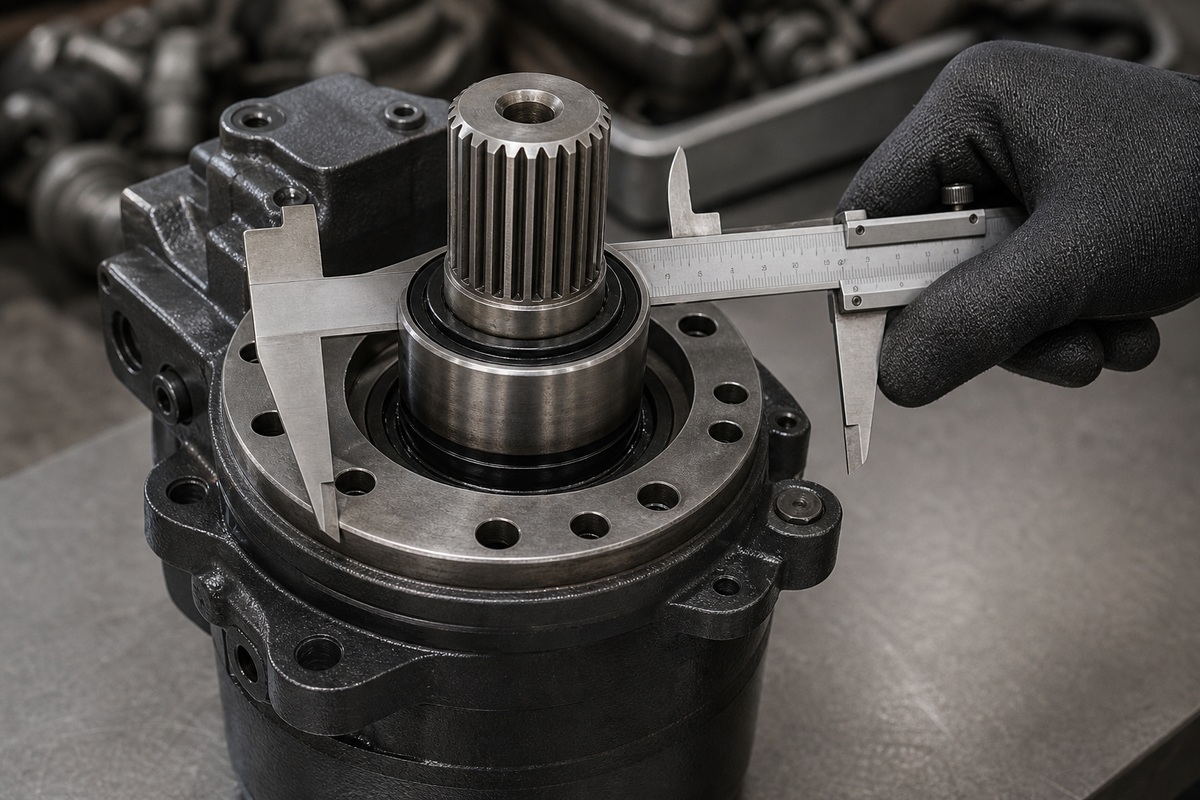 Medicion de eje spline y brida de motor de giro