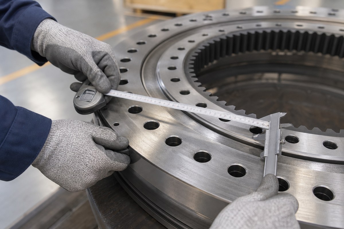 Excavator slewing ring bolt circle measurement