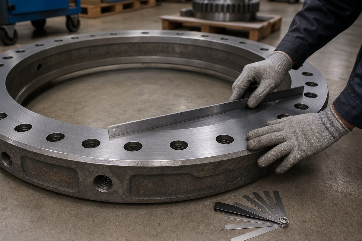 Slewing ring mounting face flatness inspection