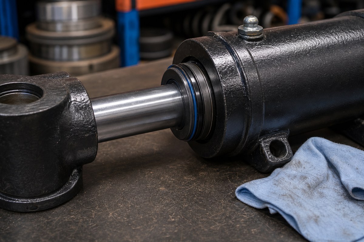 Track adjuster grease cylinder rod and seal inspection