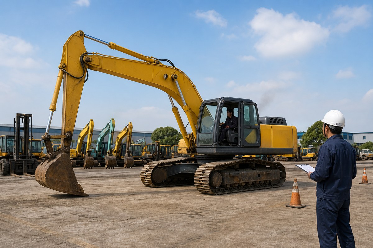 Prueba funcional de excavadora usada antes de importar