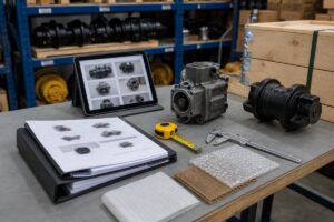 Excavator parts RFQ file with model serial photos and packing notes
