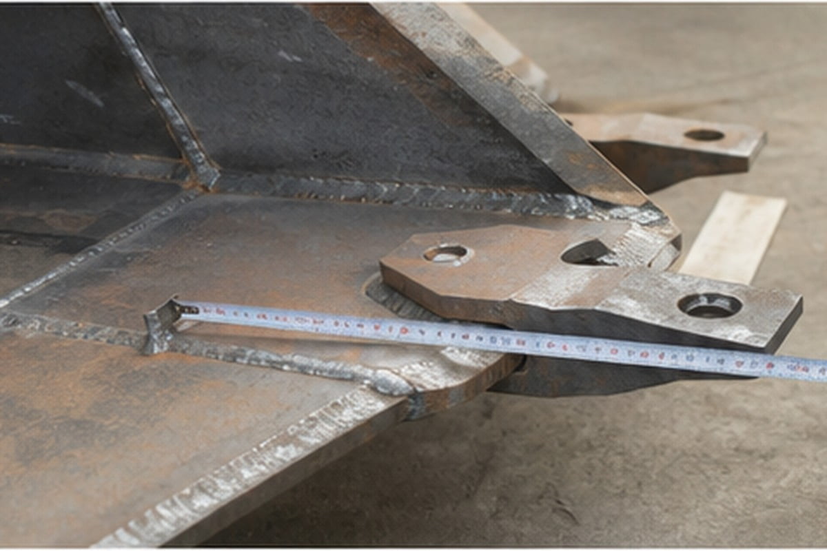 Rock bucket pin diameter center distance and coupler measurement check