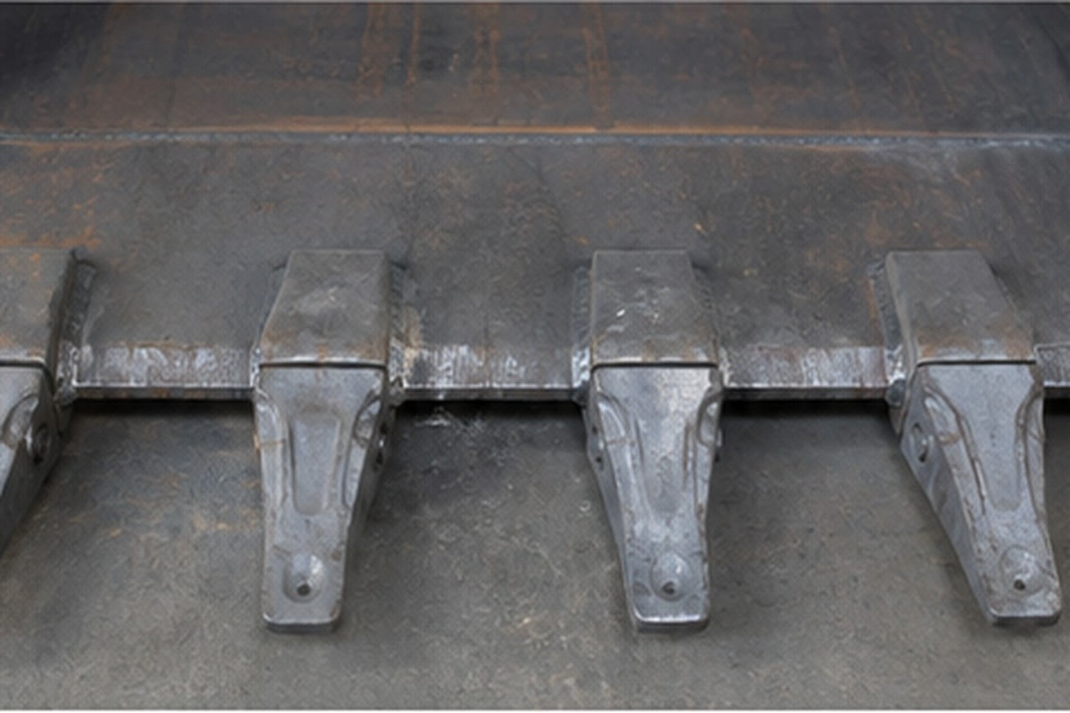 Rock bucket tooth adapter wear plate and weld inspection