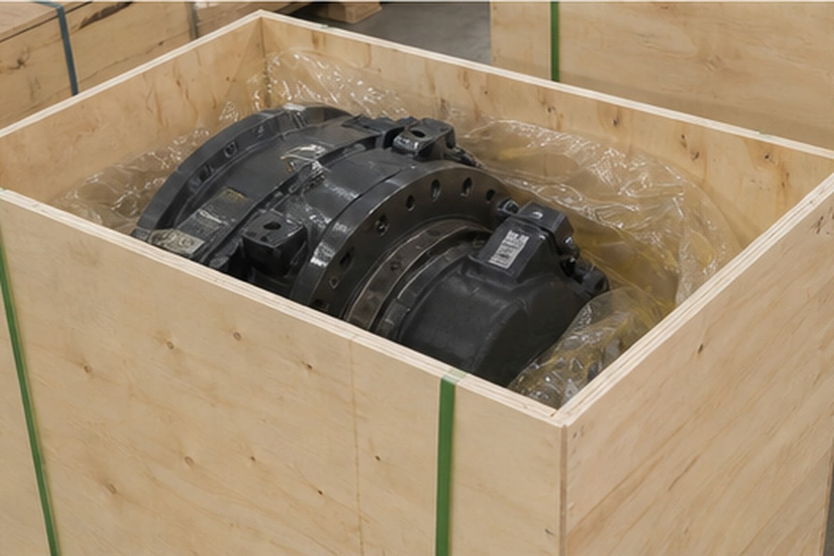 SANY compatible excavator parts packed in wooden crate for export