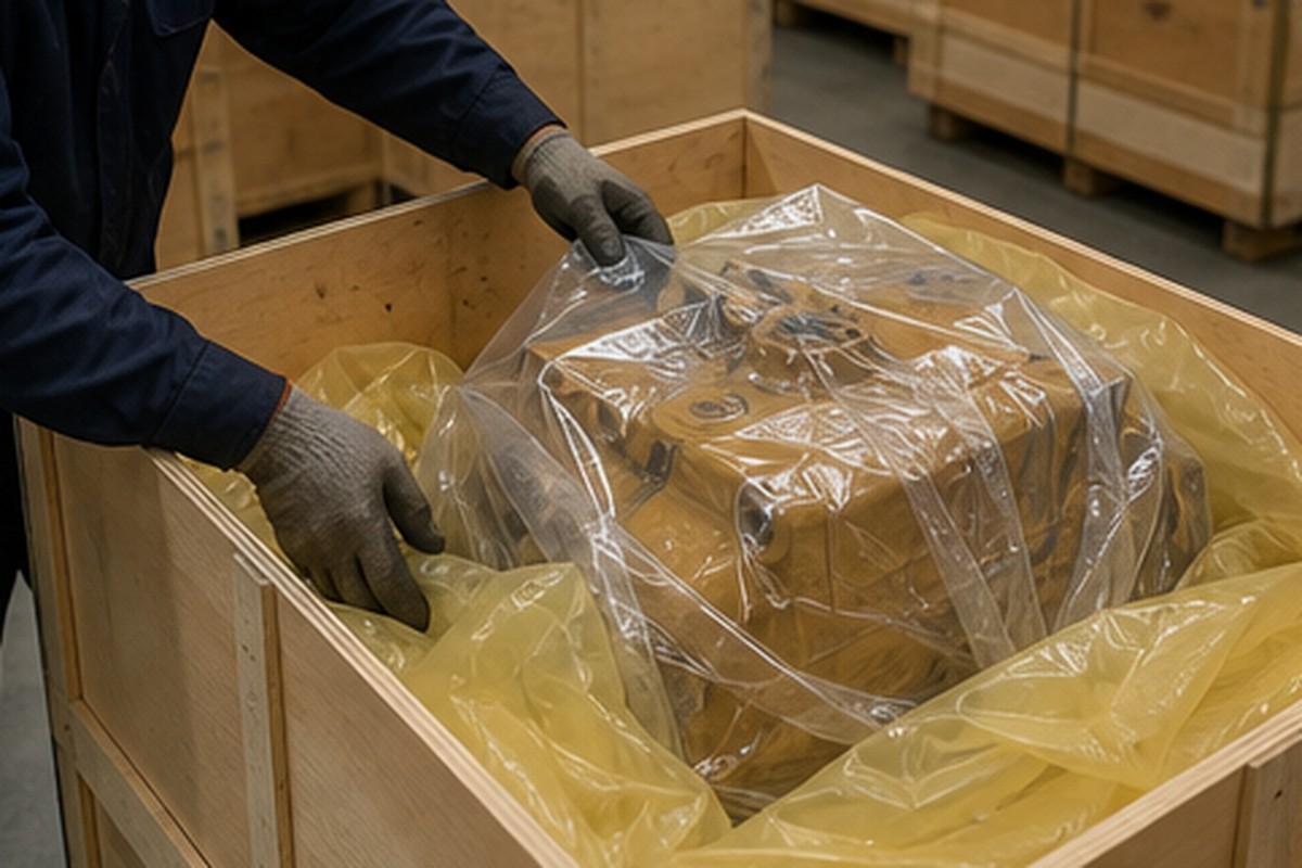 Packing de exportacion para repuestos de excavadora