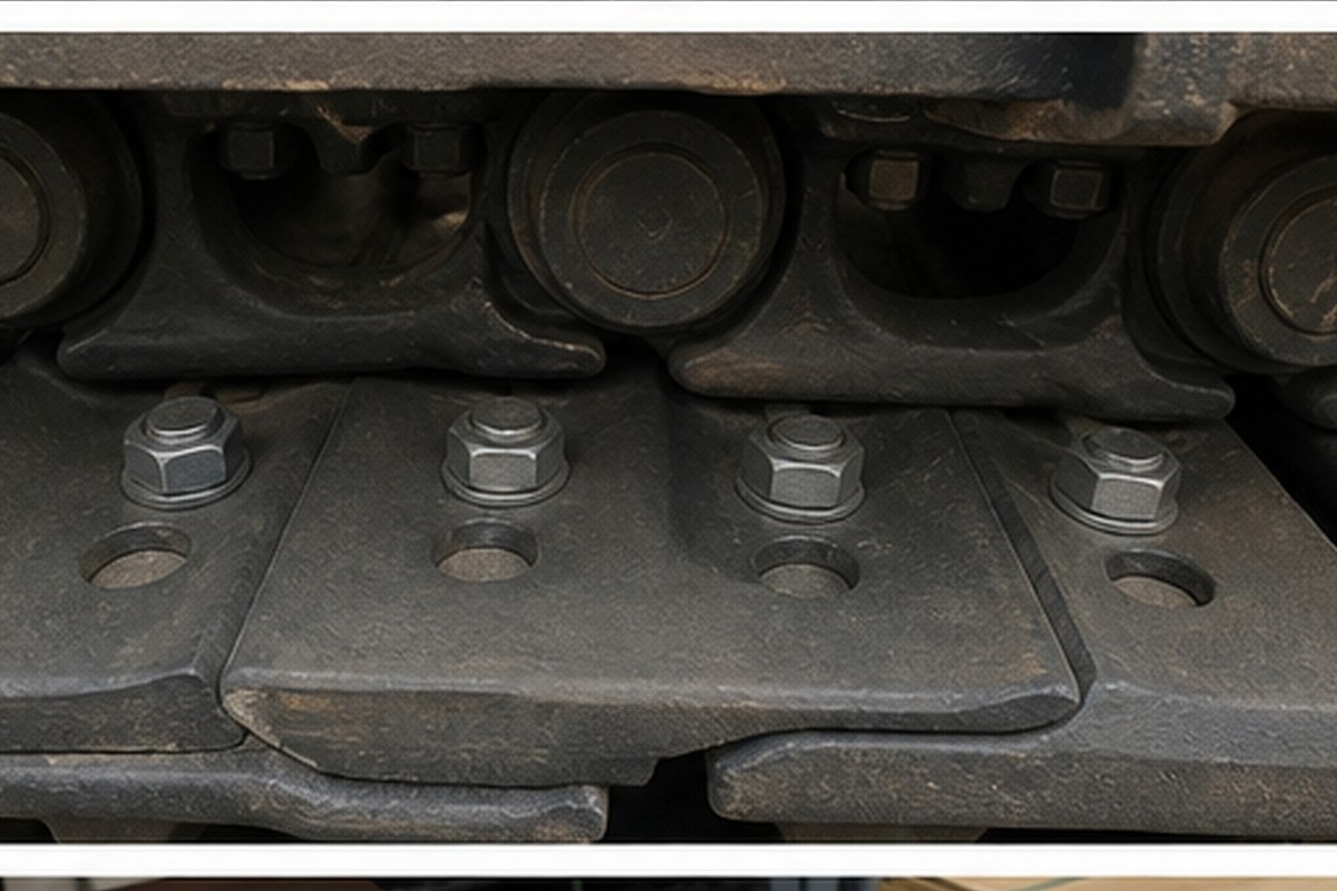 Track shoe bolt pattern checked against track chain