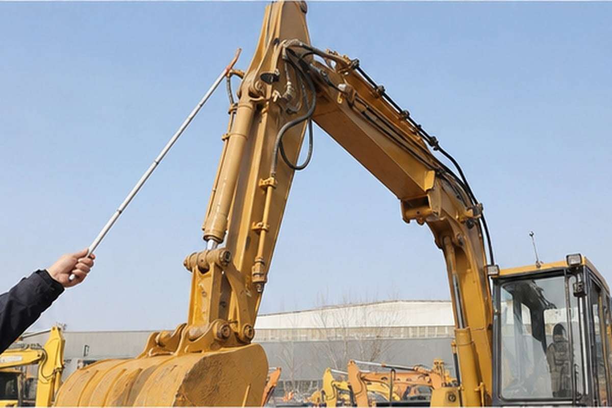 Used Caterpillar excavator hydraulic movement and swing test before export