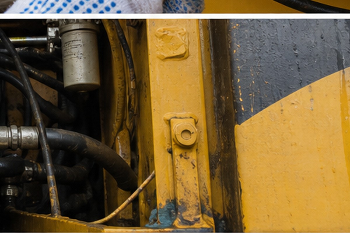 Used excavator pump and valve block leak check