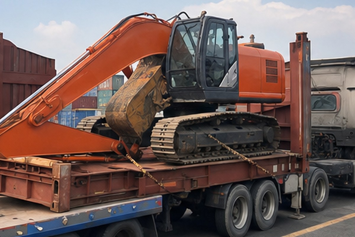 Used excavator export loading proof before shipment