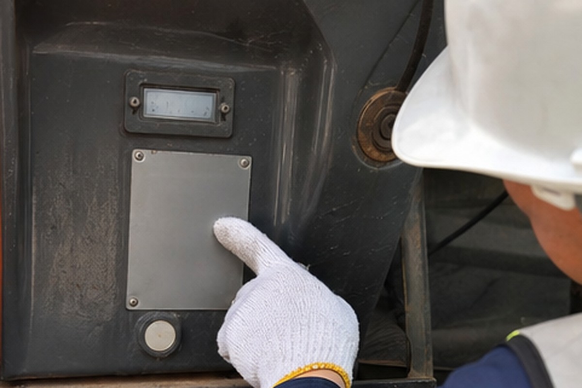 Used excavator serial area and hour meter inspection