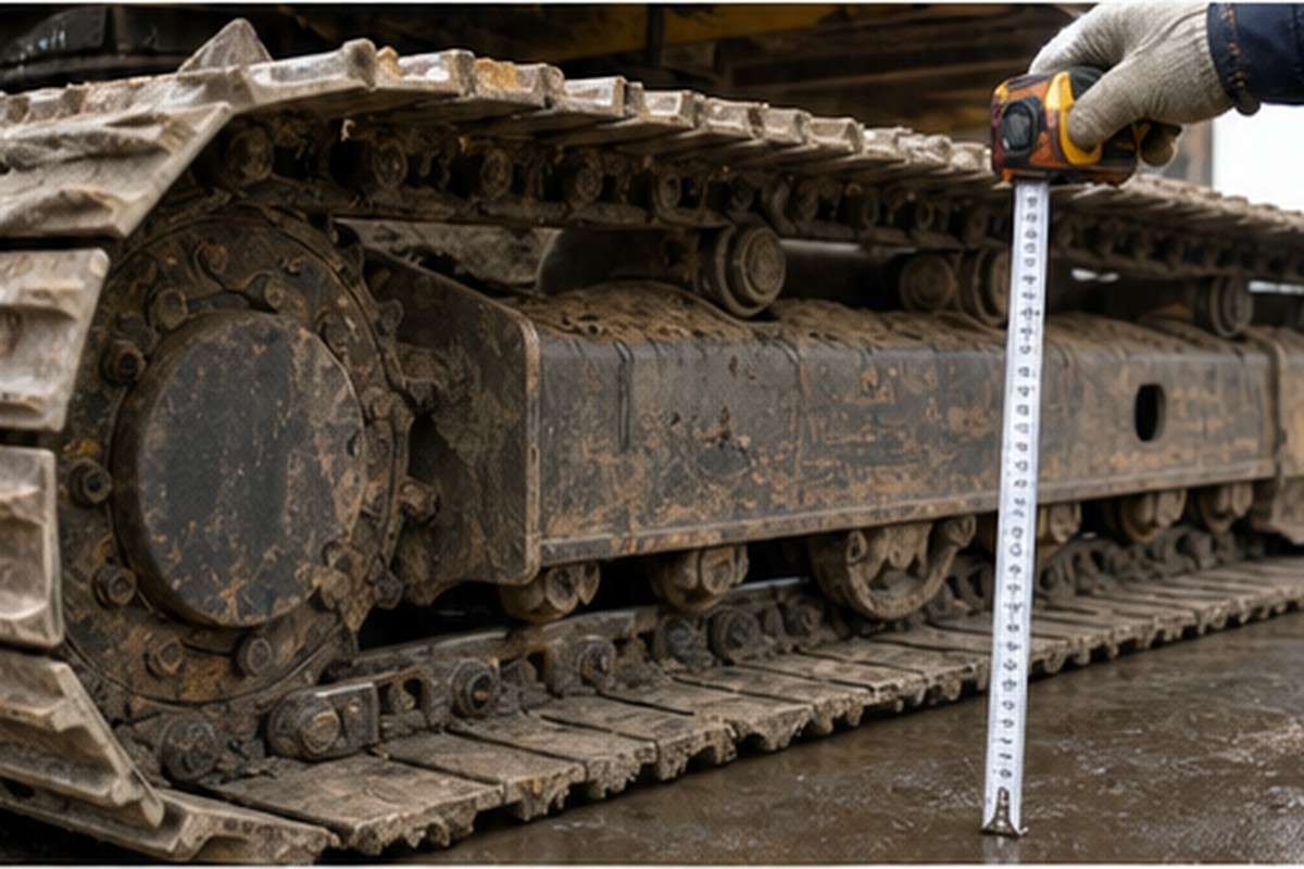 Used excavator undercarriage wear and track measurement