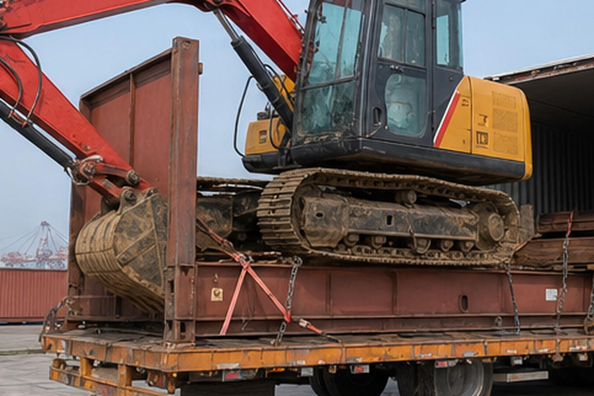 Used excavator export loading proof before shipment