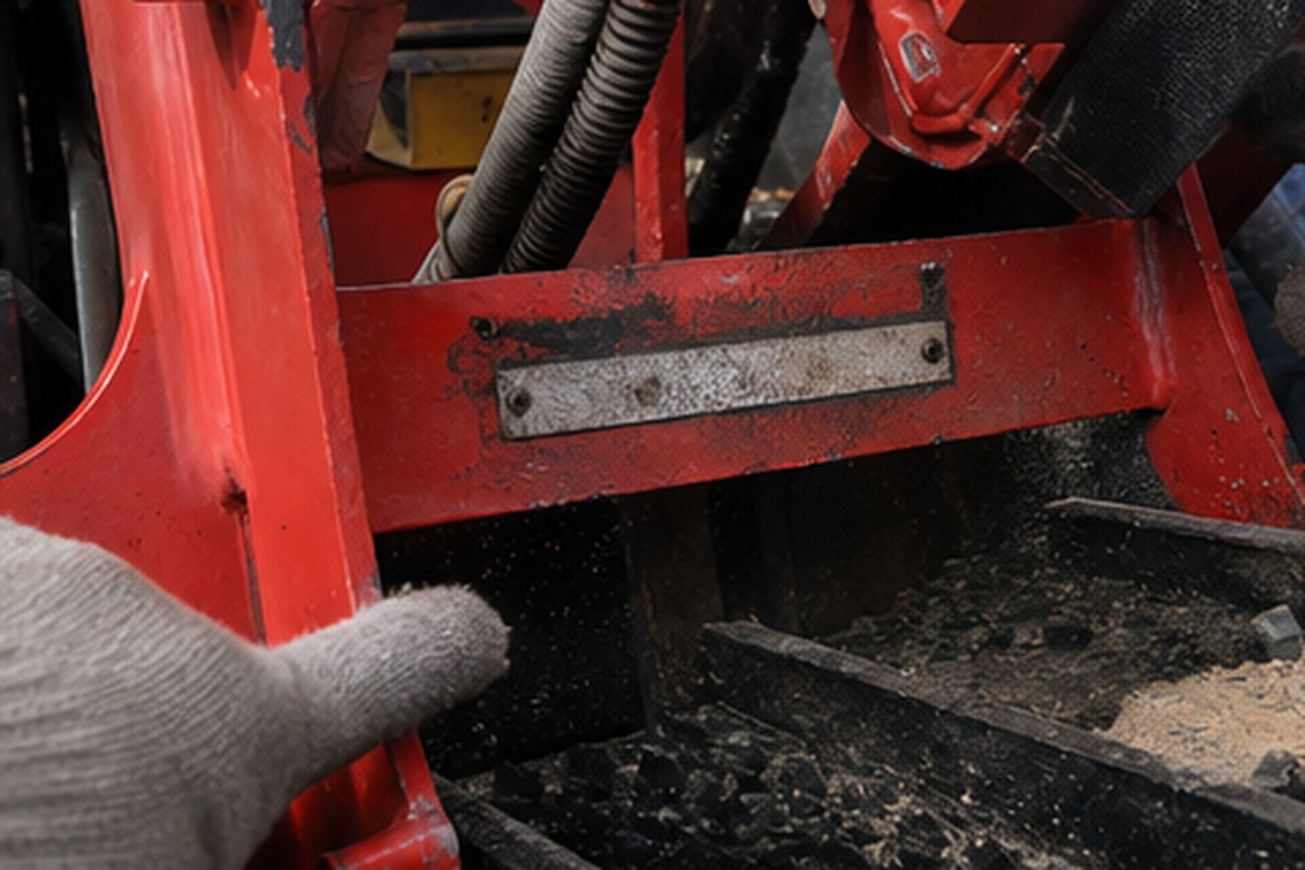 Used excavator serial area and hour meter inspection