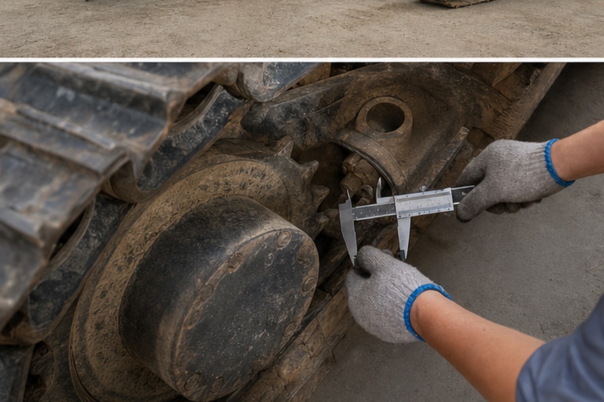 Used excavator undercarriage wear measurement