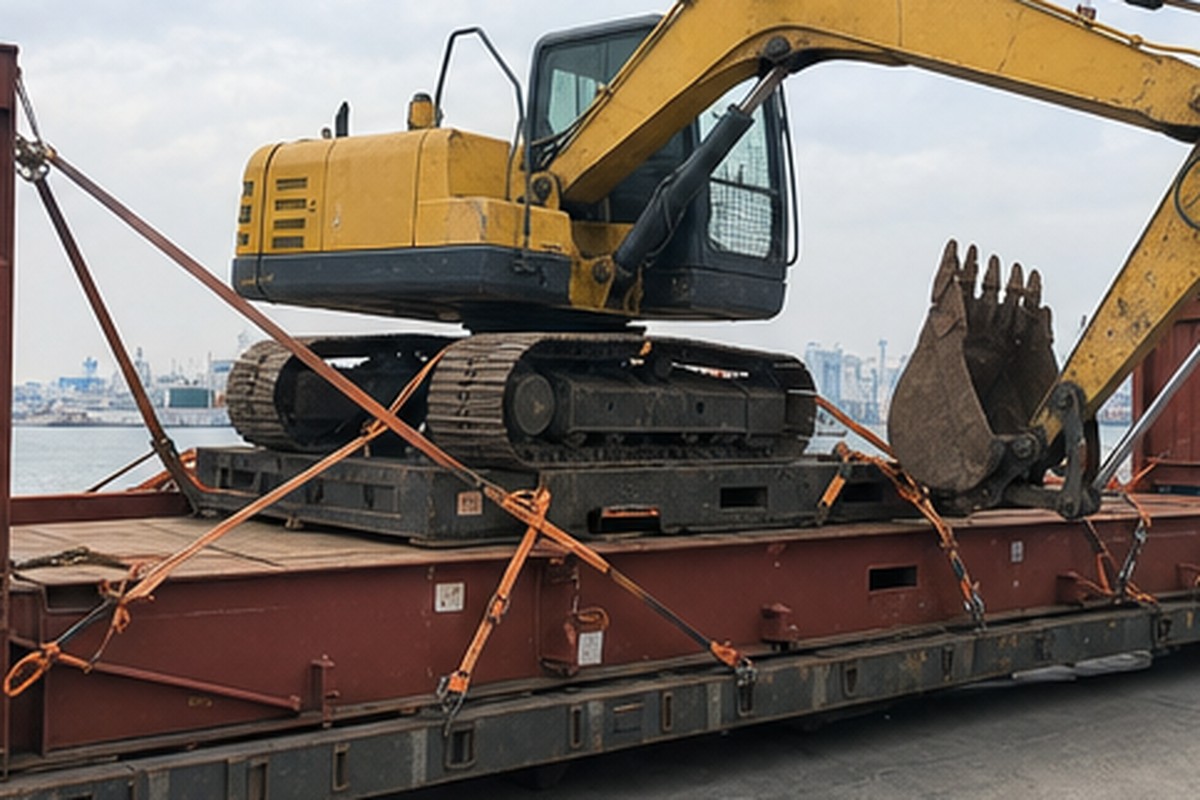 Used excavator loading proof for export shipment