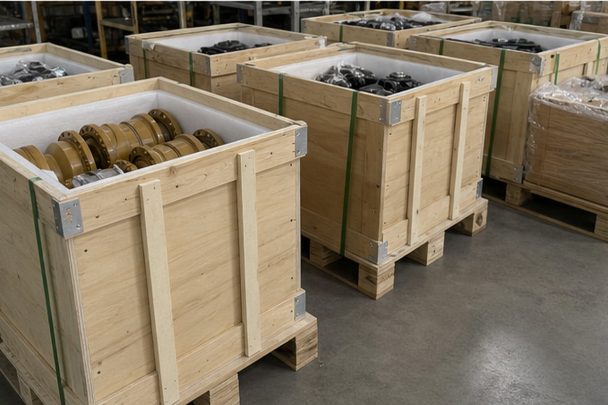 XCMG compatible excavator parts export packing in wooden crates