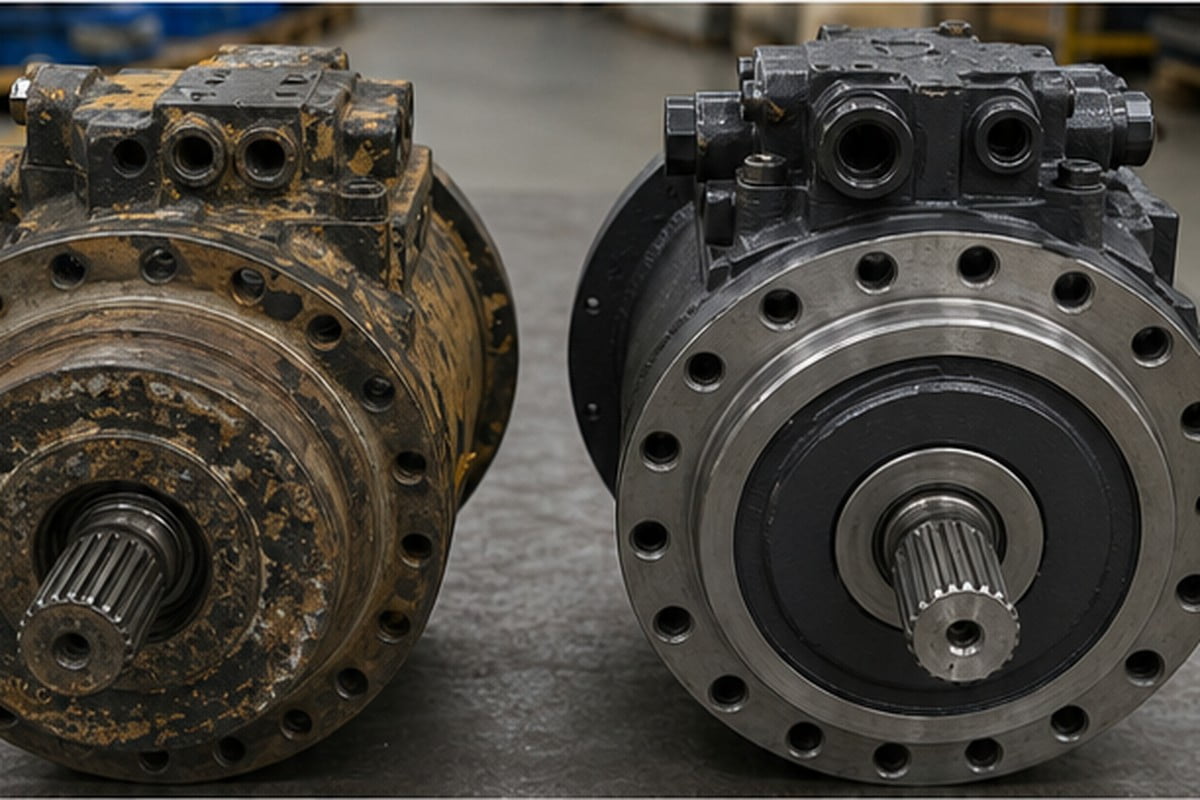 Old excavator part compared with replacement for XCMG compatible fitment