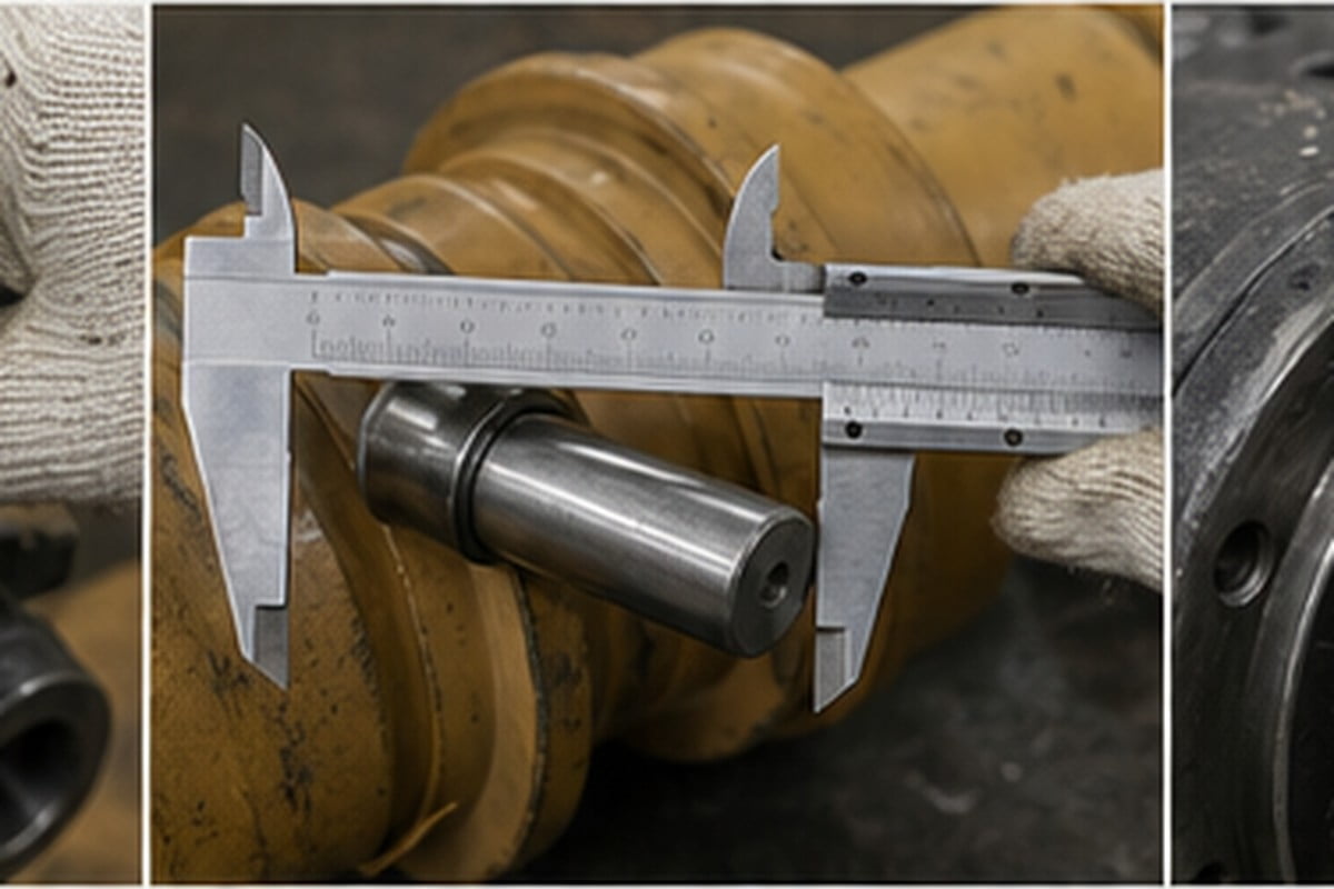 Excavator part measurement evidence with caliper for XCMG compatible quote